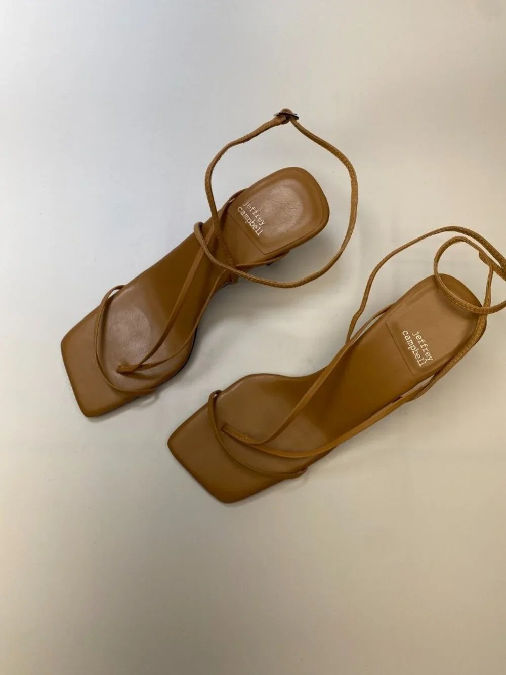 Jeffrey Campbell Womens Fluxx Strappy Tan Leather Heel Sandal Sz  9.5